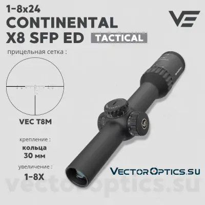 Оптический прицел Vector Optics Continental Tactical X8 1-8x24 SFP ED кольца 30мм