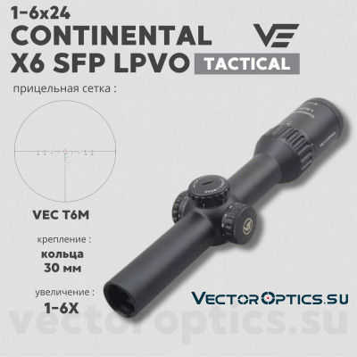 Оптический прицел Vector Optics Continental Tactical X6 1-6x24 SFP кольца 30 мм