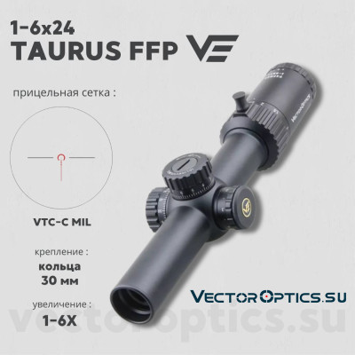 Оптический прицел Vector Optics Taurus 1-6x24 FFP кольца 30 мм