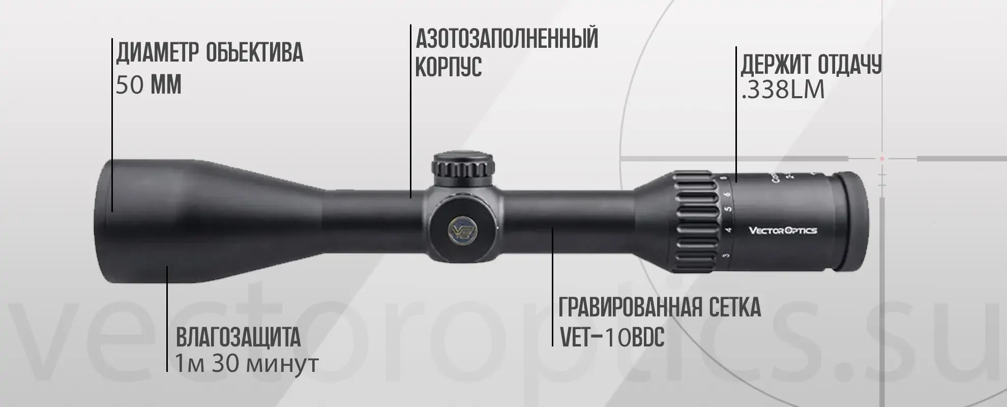 Оптический прицел Vector Optics Continental Hunting X6 2-12x50 SFP кольца 30 мм