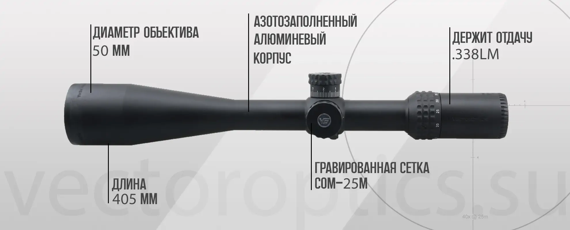 Оптический прицел Vector Optics Sentinel-X 10-40x50 SFP кольца 30мм
