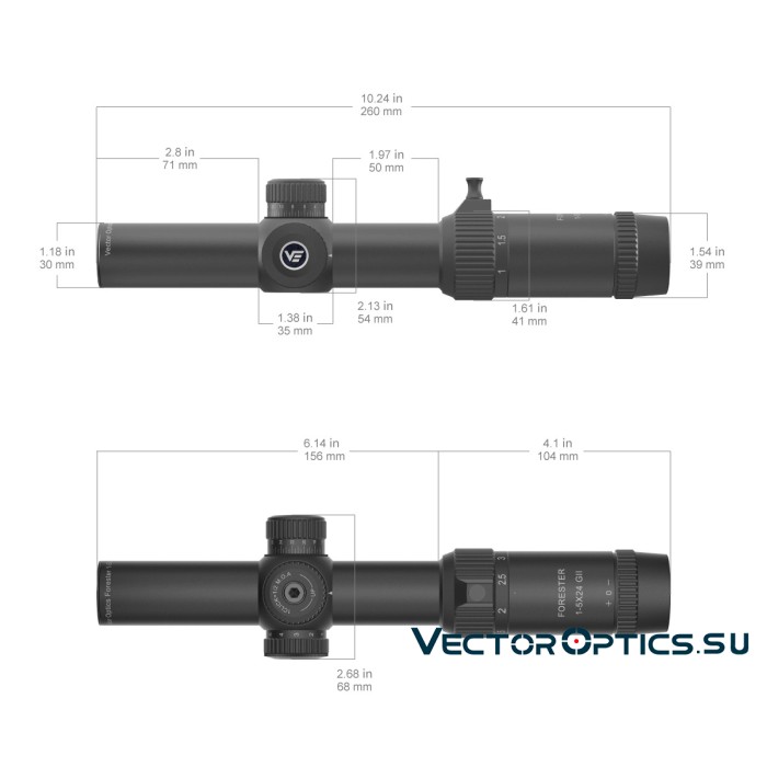 Оптический прицел Vector Optics Forester 1-5x24 GenII SFP кольца 30мм