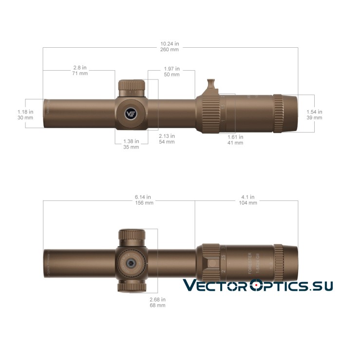 Оптический прицел Vector Optics Forester 1-5x24 GenII SFP кольца 30мм