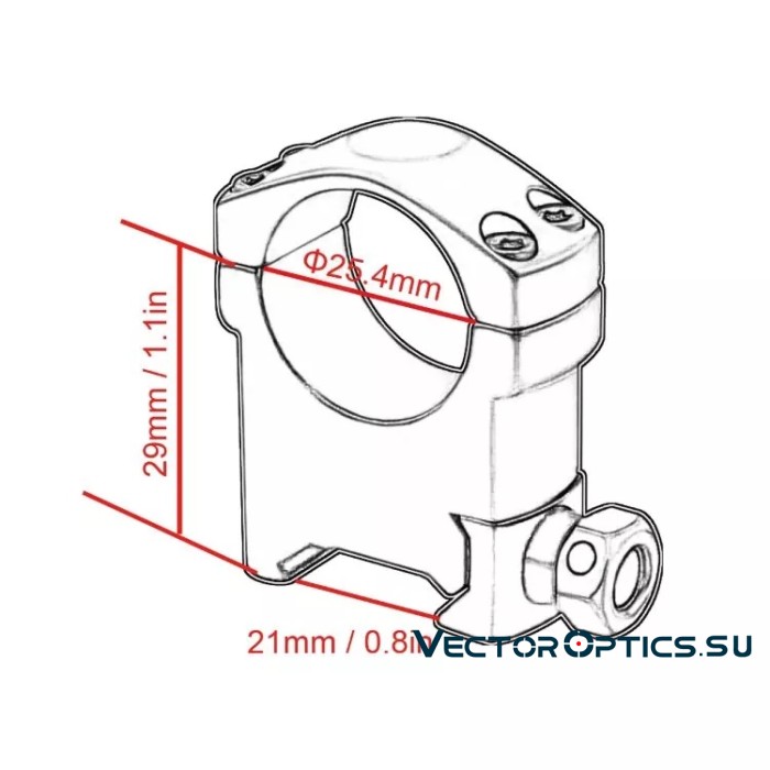 Кольца Vector Optics 25,4мм, на Picatinny/Weaver, высокие BH=29мм (SCTM-56)