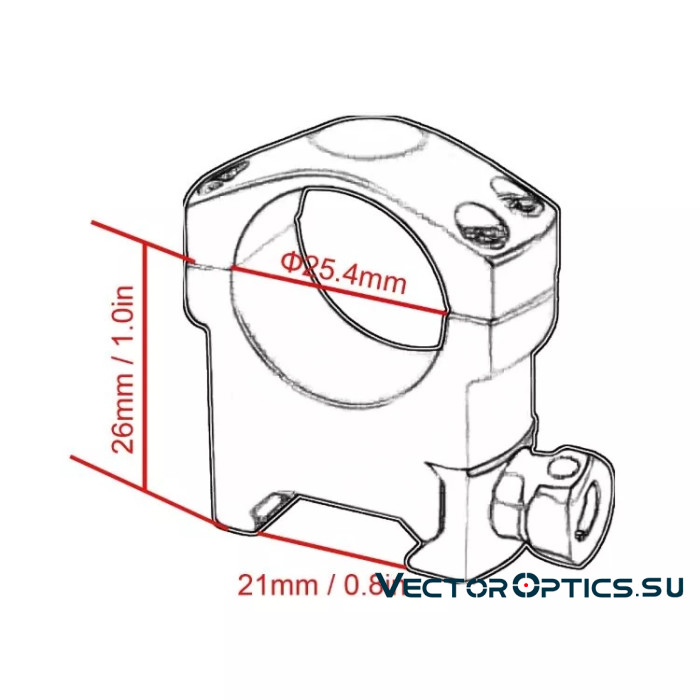 Кольца Vector Optics 25,4мм, на Picatinny/Weaver, средние BH=25,4мм (SCTM-37)