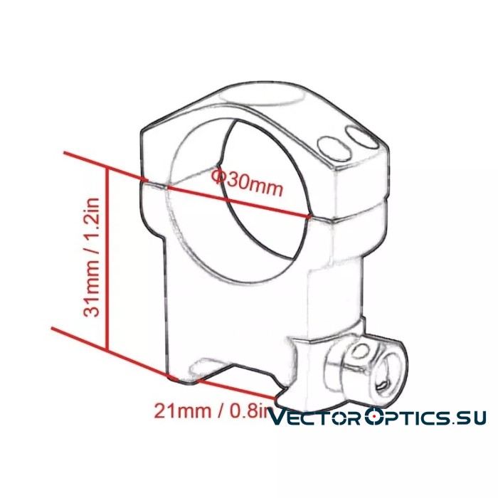 Кольца Vector Optics 30мм, на Picatinny/Weaver, высокие BH=31мм (SCTM-08)