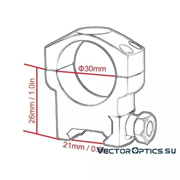Кольца Vector Optics 30мм, на Picatinny/Weaver, средние BH=26мм (SCTM-22)