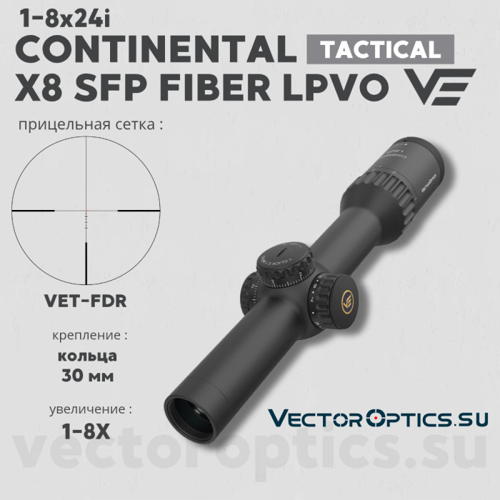 Оптический прицел Vector Optics Continental x8 1-8x24i SFP ED Fiber LPVO 30мм 