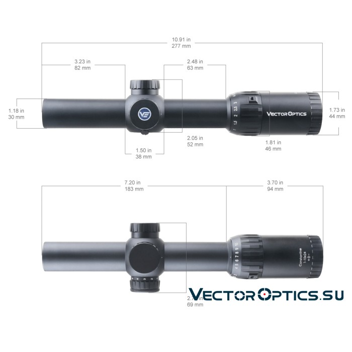 Оптический прицел Vector Optics Constantine 1-10x24 SFP Fiber кольца 30мм