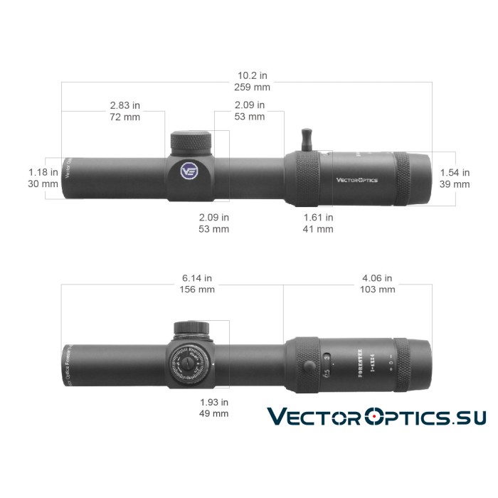 Оптический прицел Vector Optics Forester 1-4x24 SFP кольца 30мм