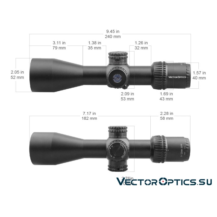 Оптический прицел Vector Optics Veyron 3-12x44 SFP кольца 30мм (для пневматики)