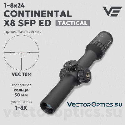 Оптический прицел Vector Optics Continental Tactical X8 1-8x24 SFP ED кольца 30мм