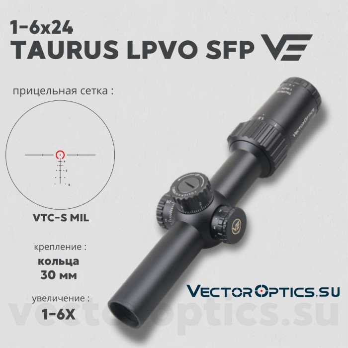 Оптический прицел Vector Optics Taurus 1-6x24 SFP кольца 30мм