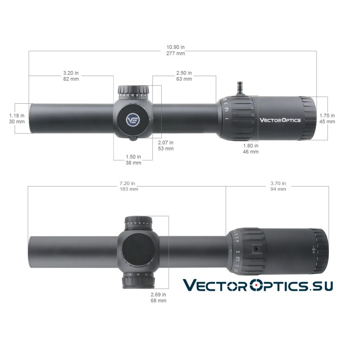 Оптический прицел Vector Optics Constantine 1-10x24 SFP кольца 30мм