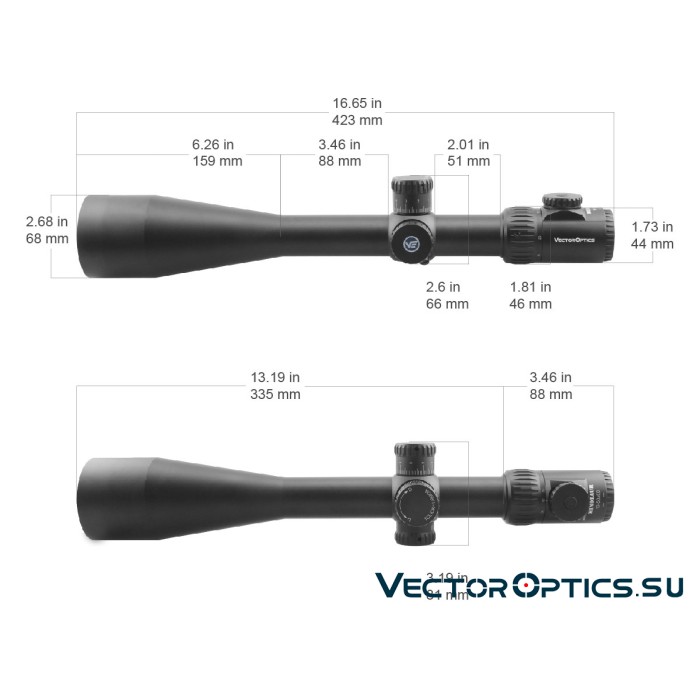 Оптический прицел Vector Optics Minotaur 10-50x60 GenII MFL SFP кольца 34мм