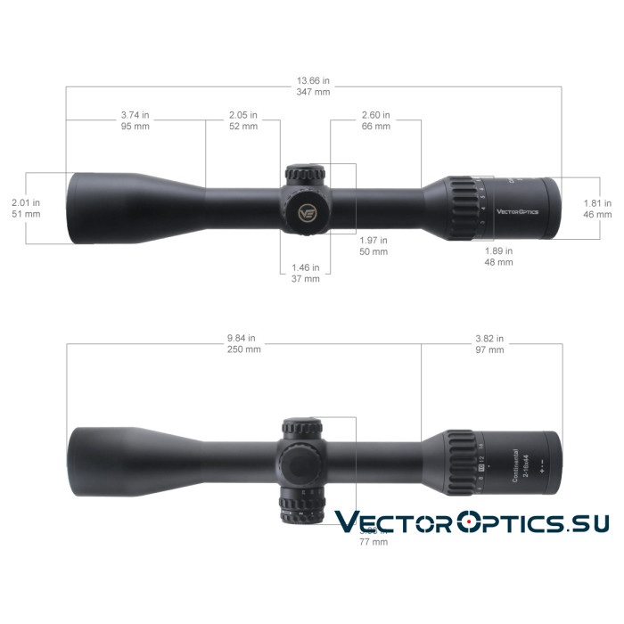 Оптический прицел Vector Optics Continental Hunting X8 2-16x44 SFP ED кольца 30мм